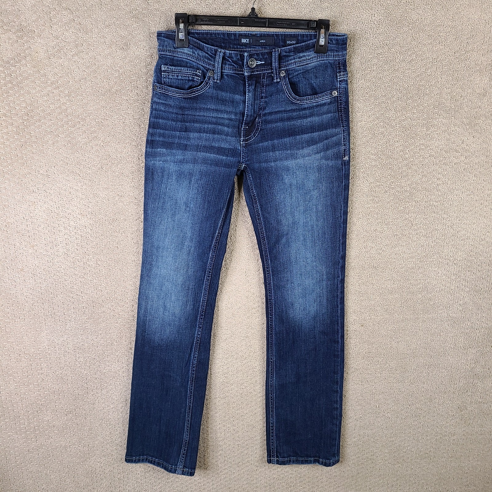 Bke Jeans Men 30x32 (30x30) Blue Aiden Straight Dark Wash Zip Fly Stretch